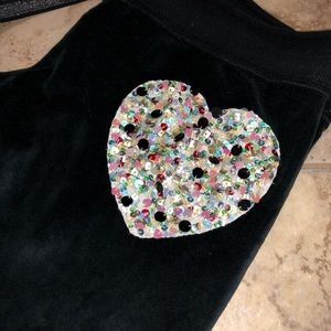 VS PINK- black velvet sequin sweatpants